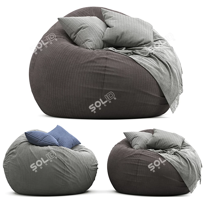 Cozy Jumbo Cord Beanbag 3D model image 3