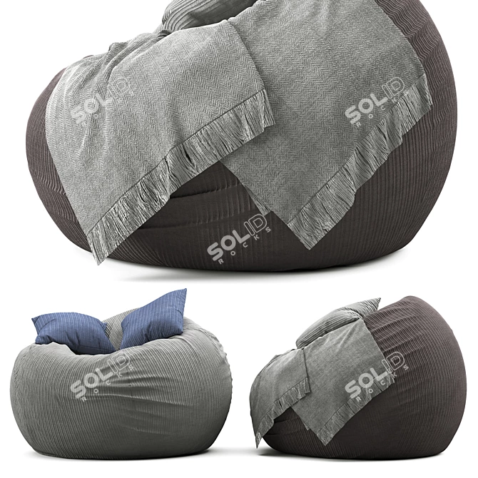 Cozy Jumbo Cord Beanbag 3D model image 5