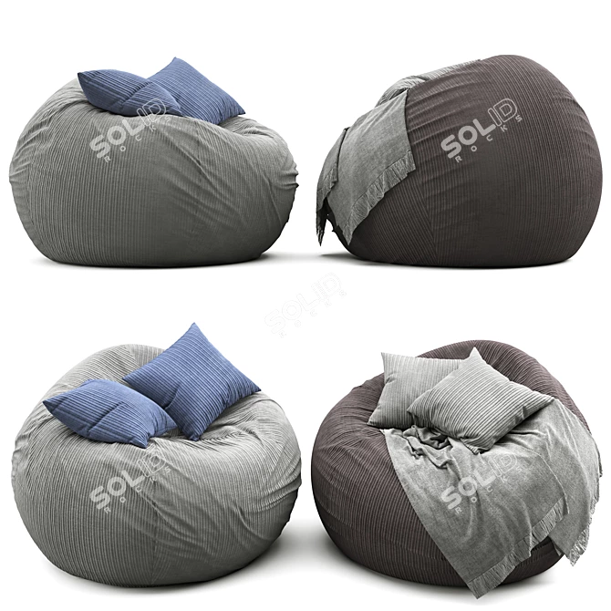 Cozy Jumbo Cord Beanbag 3D model image 6