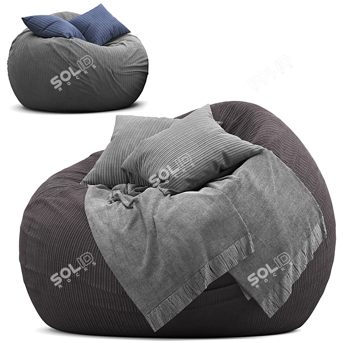 Cozy Jumbo Cord Beanbag 3D model image 9