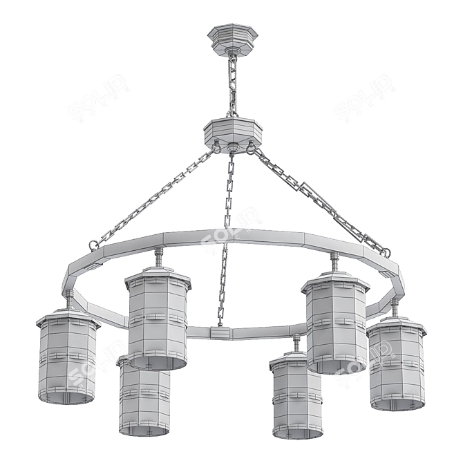 Lakehouse Outdoor Chandelier: Rustic Elegance for Your Outdoors! 3D model image 2