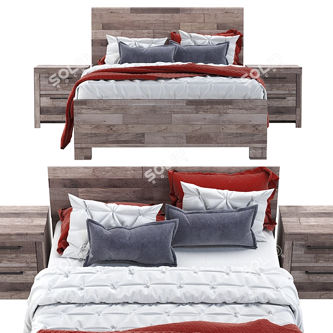 Effie Queen Panel Bed Set 3D model image 2