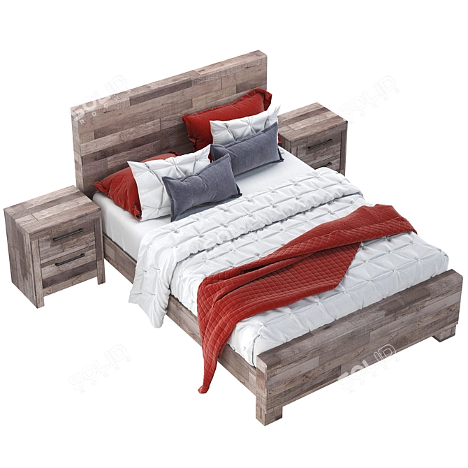 Effie Queen Panel Bed Set 3D model image 3