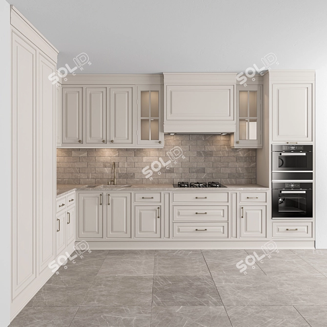 Creamy Elegance: Kitchen Neo Classic 3D model image 1