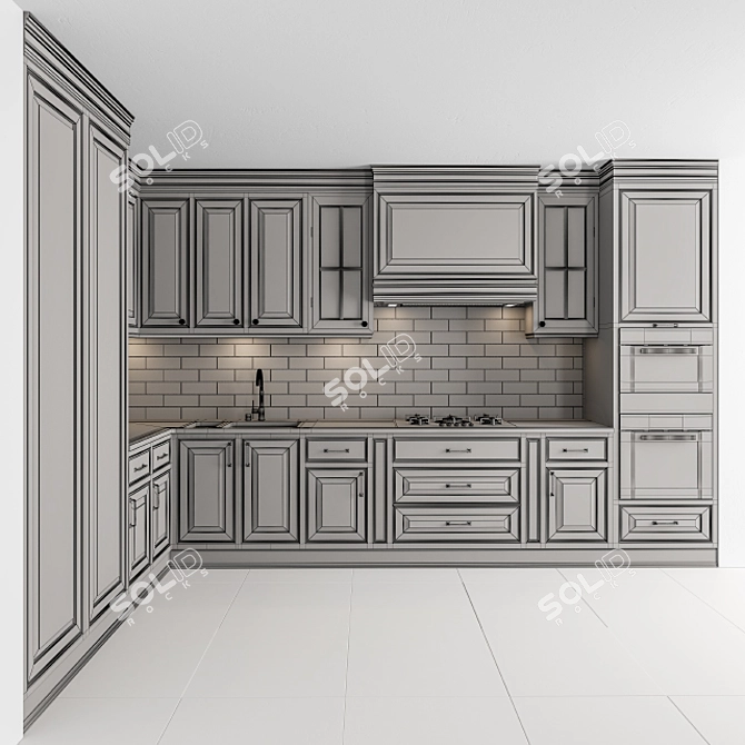 Creamy Elegance: Kitchen Neo Classic 3D model image 5