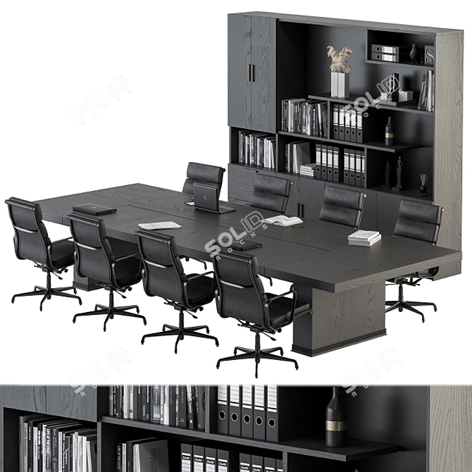 Modern Conference Table Set 3D model image 1