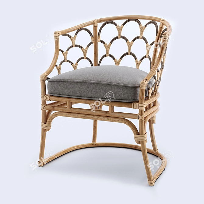 Coastal Coraline Rattan Dining Chair 3D model image 1