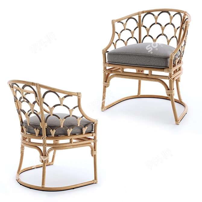 Coastal Coraline Rattan Dining Chair 3D model image 6