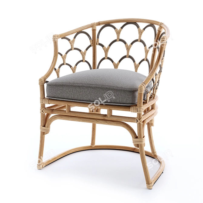 Coastal Coraline Rattan Dining Chair 3D model image 7