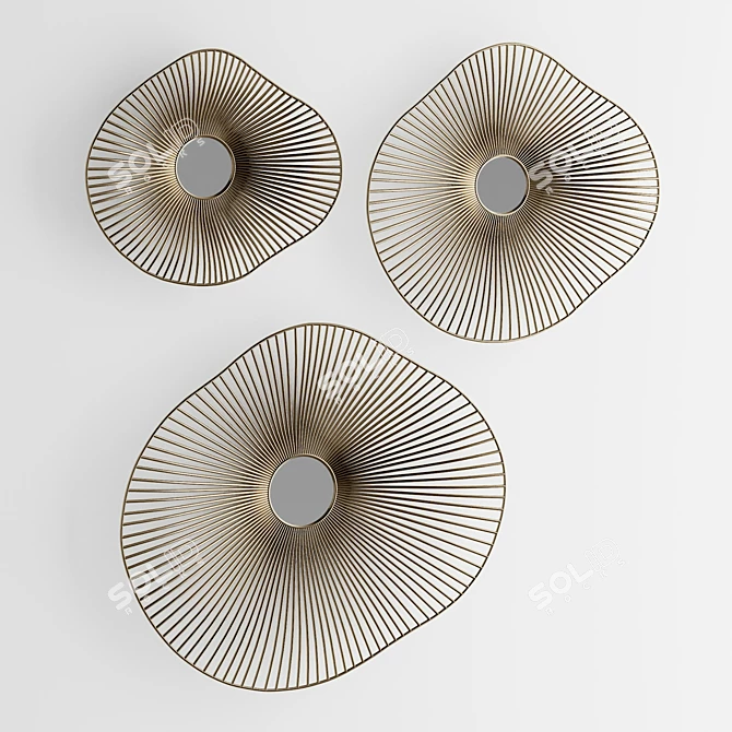 Radiant Gold Metal Wall Art Set 3D model image 1