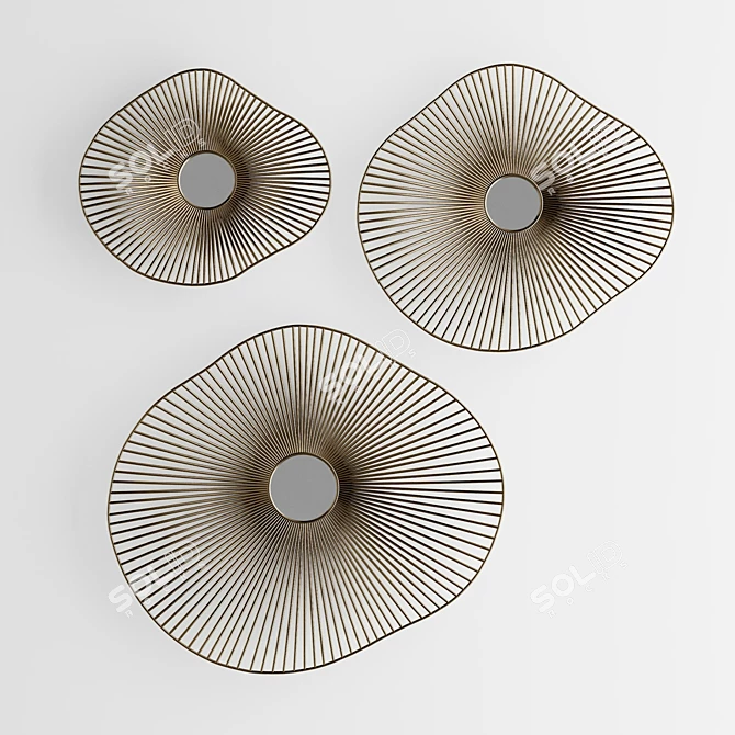 Radiant Gold Metal Wall Art Set 3D model image 2