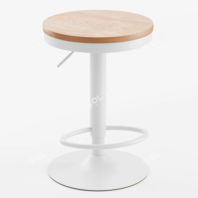 Bamboo-Metal Adjustable Stool Set 3D model image 1