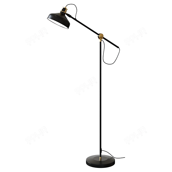 Modern Black Floor Reading Lamp 3D model image 1