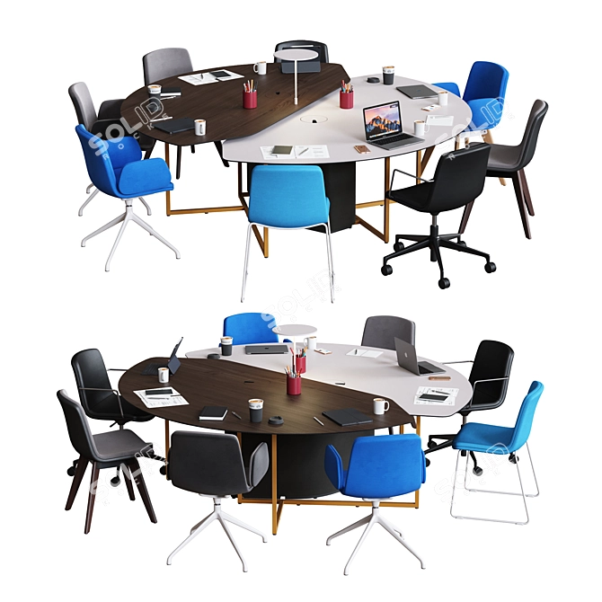 Title: OrangeBox Fielding WorkTable Set 3D model image 2