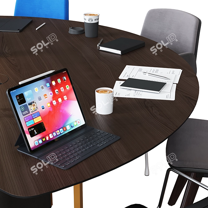 Title: OrangeBox Fielding WorkTable Set 3D model image 5