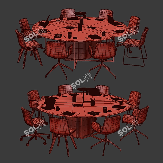Title: OrangeBox Fielding WorkTable Set 3D model image 6