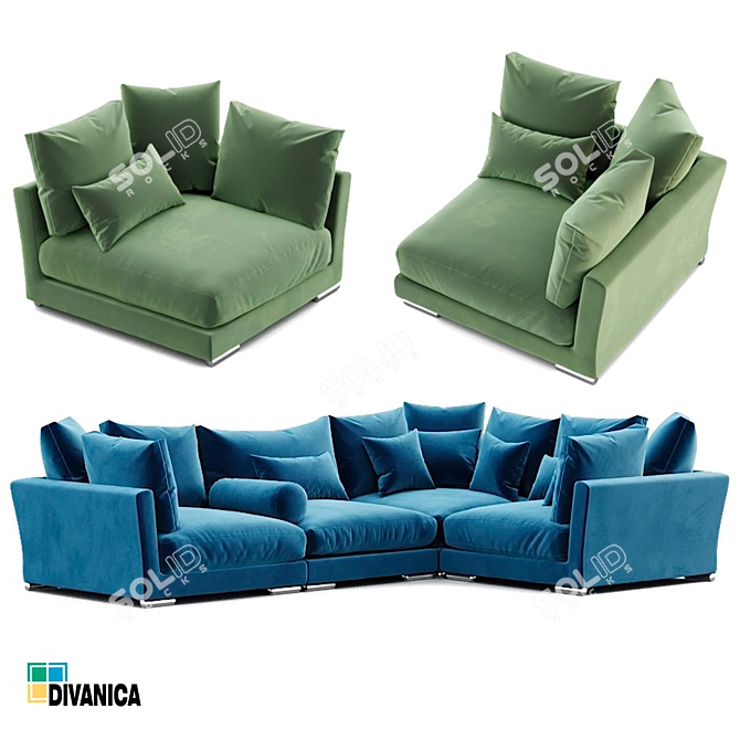 Luxury Neapol Corner Sofa 3D model image 3