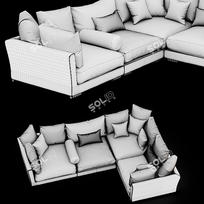 Luxury Neapol Corner Sofa 3D model image 6