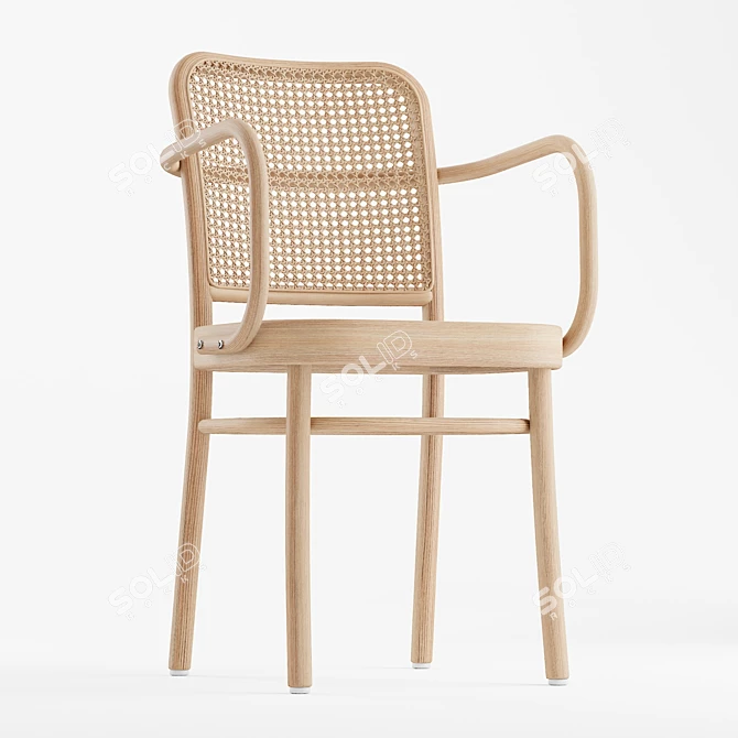 Natural Beechwood Armchair: Timeless Elegance 3D model image 5