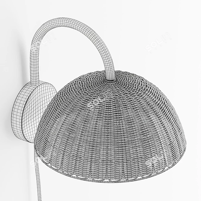 Boho Willow Rattan Sconce 3D model image 6