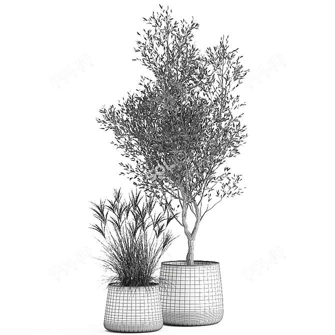 Exquisite Greenery Collection: Metal Potted Plant Ensemble 3D model image 7