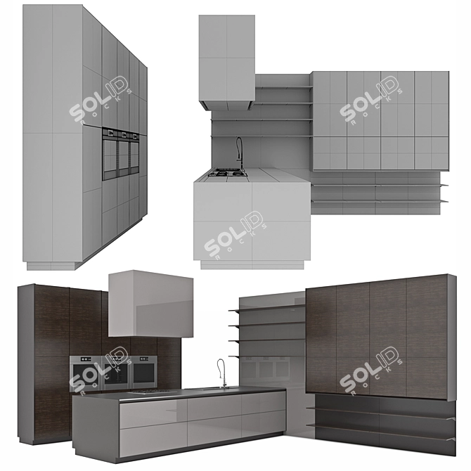 Versatile Kitchen Collection 3D model image 3