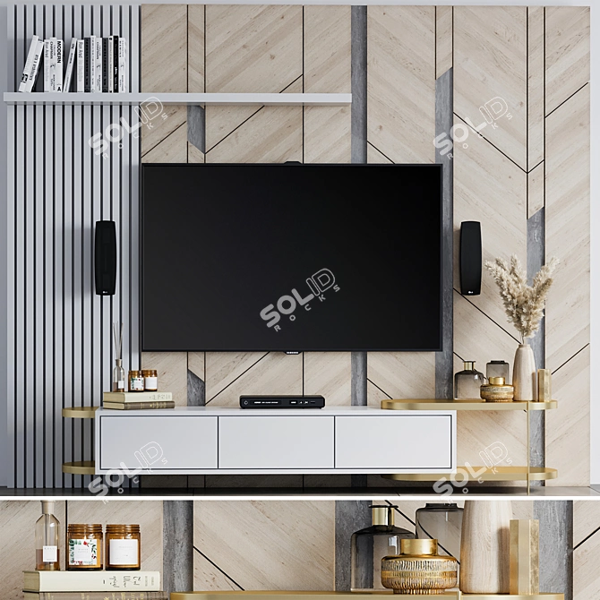 Modern TV Wall Unit Design 3D model image 1