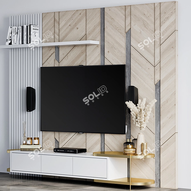 Modern TV Wall Unit Design 3D model image 2