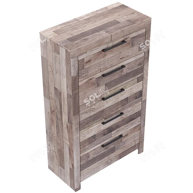 Effie Vintage 5-Drawer Chest 3D model image 4