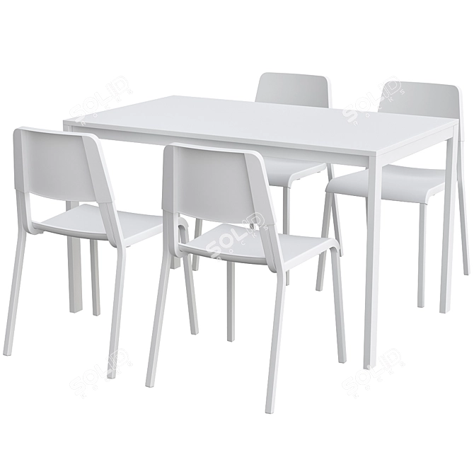 Modern White Dining Set: Melltorp & Teodores 3D model image 1