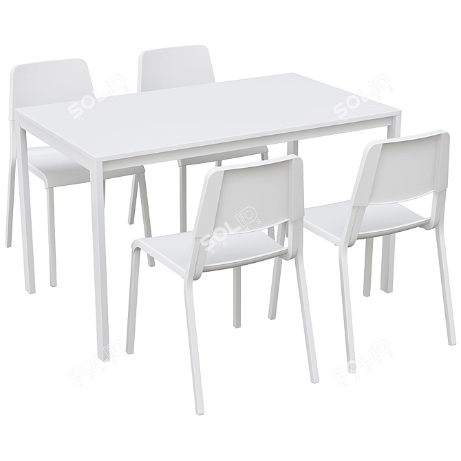 Modern White Dining Set: Melltorp & Teodores 3D model image 2