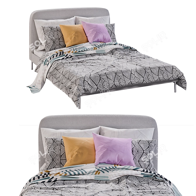 Sleek Modern Bed - 3dsmax & Obj 3D model image 1