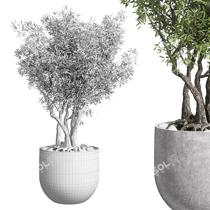 Modern Outdoor Plant Concrete Vase 3D model image 1