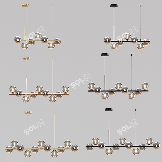 Multicolored Hanging Lamps Set 3D model image 2