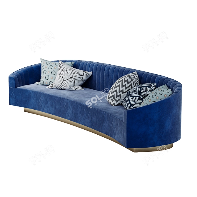 Elegant Crescent Art Deco Sofa 3D model image 2