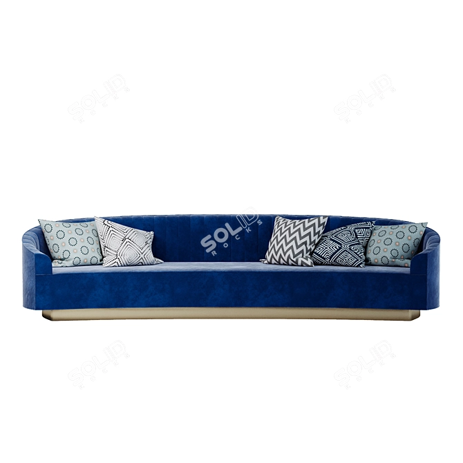 Elegant Crescent Art Deco Sofa 3D model image 3