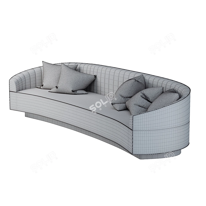 Elegant Crescent Art Deco Sofa 3D model image 7