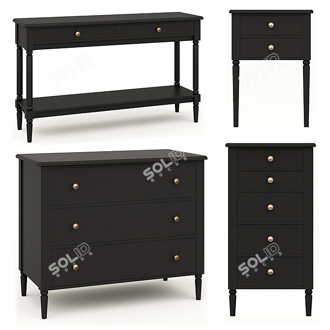 Elegant Blues Dresser: 100x83x53 cm 3D model image 1