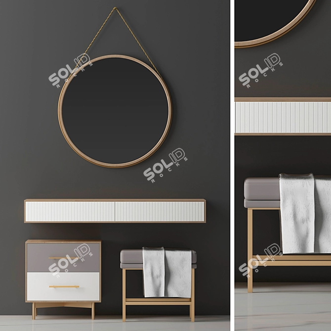 Elegant Vanity Set with Mirror 3D model image 1