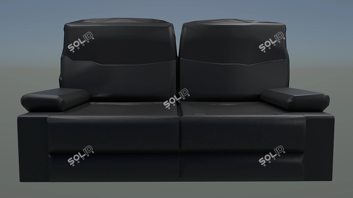 Compact Black Leather Sofa 3D model image 3