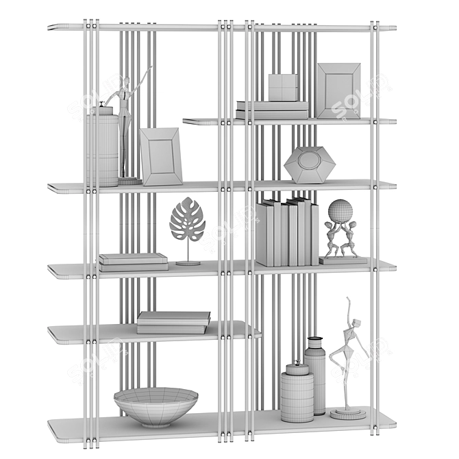 Praddy Bamboo Bookcase - Stylish Modern Design 3D model image 6