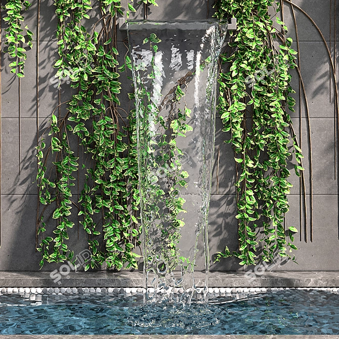 Ivy Wall Fountains: Serene Elegance 3D model image 2