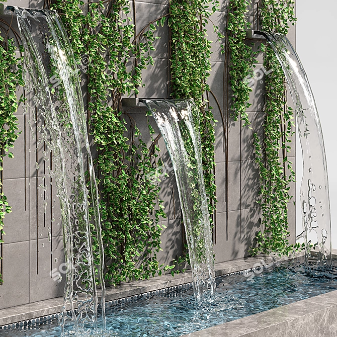 Ivy Wall Fountains: Serene Elegance 3D model image 3