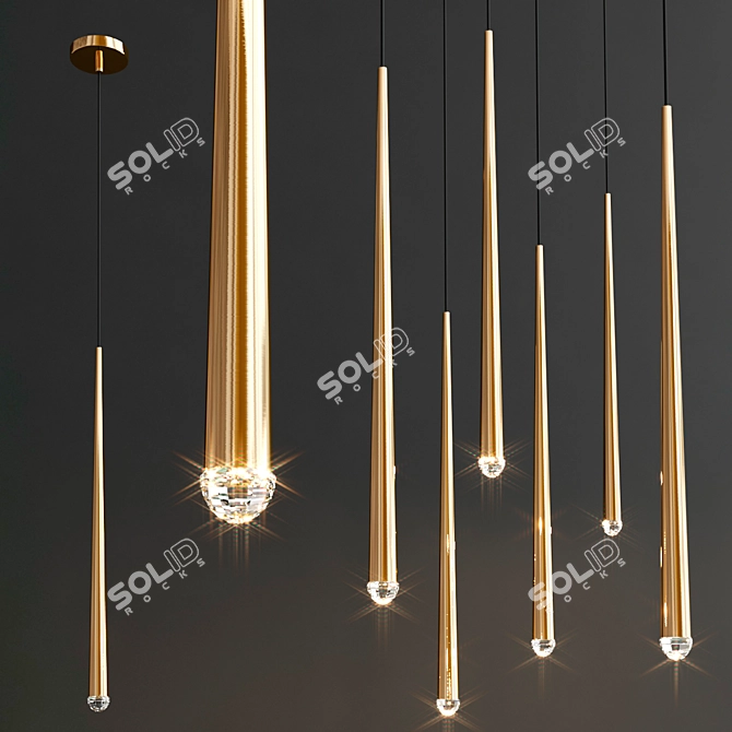 Aquitaine Round Chandelier: Modern Art-deco Style 3D model image 1