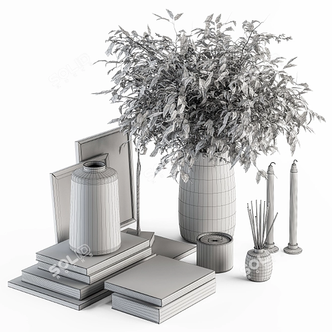 Elegant Bouquet Decor Set 3D model image 5