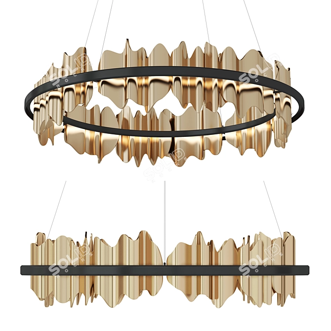 Elegant Nordic Metal Chandelier 3D model image 1