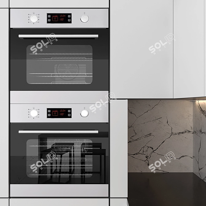 Sleek White Kitchen Ensemble 3D model image 4