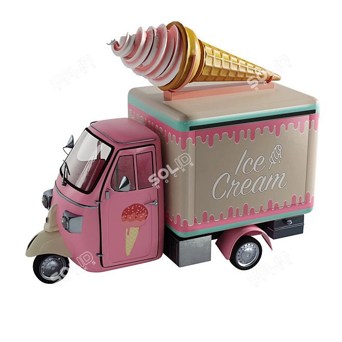 Piaggio Ape Ice Cream Truck 3D model image 1