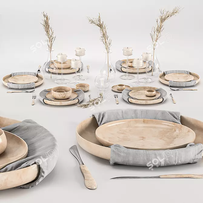 Elegant Table Setting: 3D Max + OBJ 3D model image 1