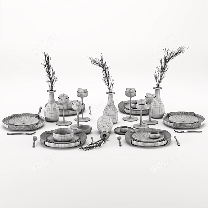 Elegant Table Setting: 3D Max + OBJ 3D model image 3